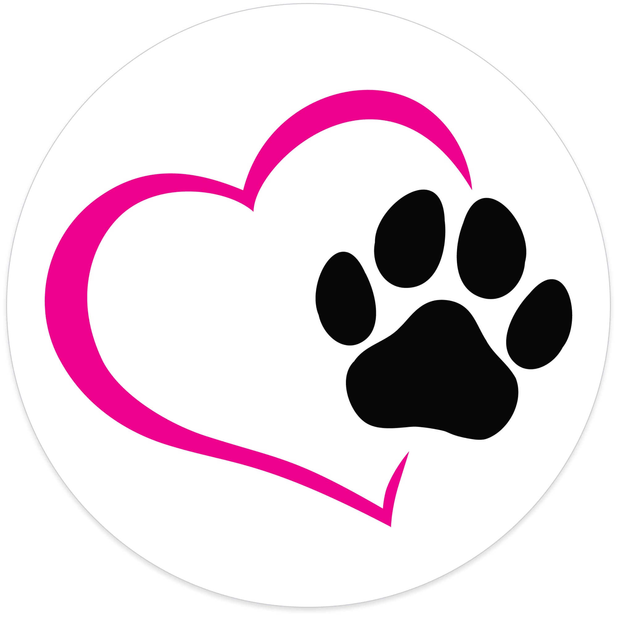 Stickios Dog Paw Print Decal - Pink Heart Vinyl Bumper Sticker for Cars & Windows - Made in USA (4.7 x 4.7 inches)