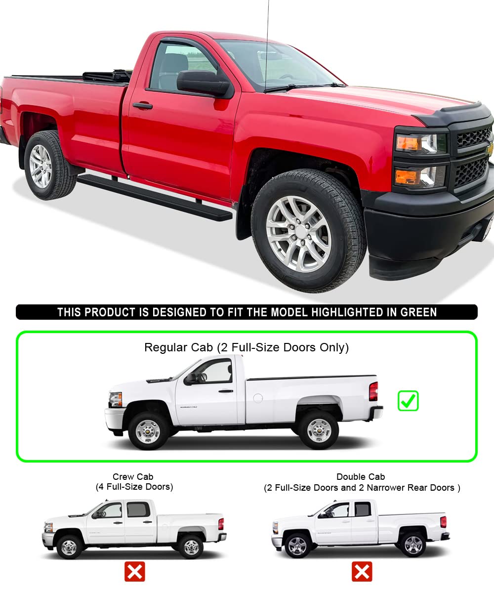 APS Running Boards (Nerf Bars Side Steps) Compatible with Chevy Silverado GMC Sierra 2007-2018 Regular Cab 6.5ft Bed & 2500 3500