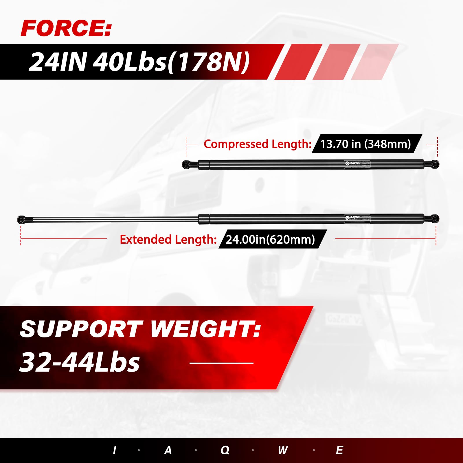 24 Inch 40Lbs/178N Gas Struts Springs Shocks Spring Lift Support Shocks For Heavy Duty Tonneau Cover Trailer Are Truck Cap Murph