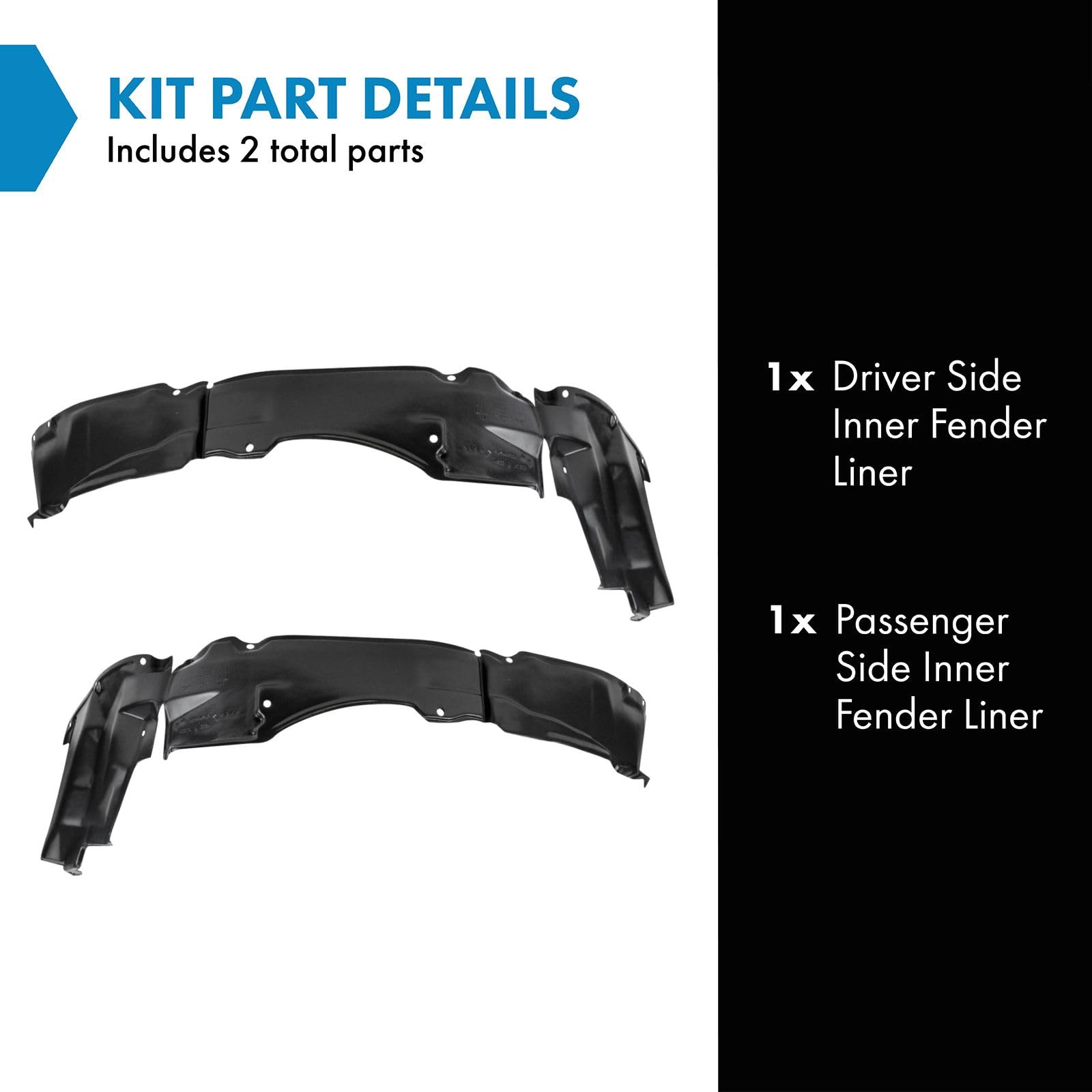 Trq Inner Fender Liner Set Compatible With 1995-1998 Eagle Talon 1995-1997 Mitsubishi Eclipse Mi1250102 Mi1251102