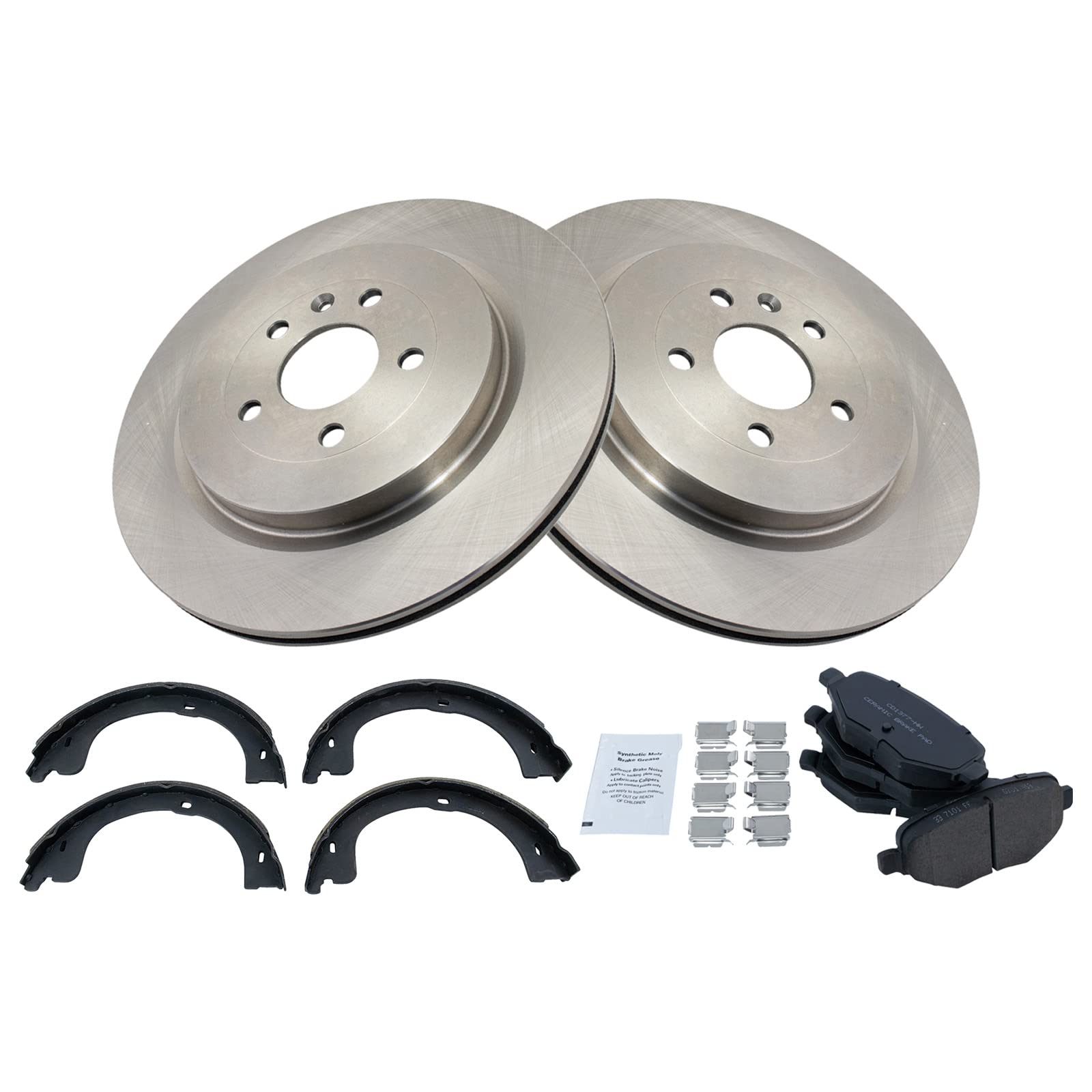 Trq Rear Ceramic Brake Pad & Rotor Kit Fits 2013-2018 Lincoln Mkt