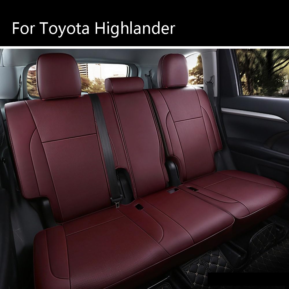 Cochefamilia Custom Fit Highlander Car Seat Covers For Select Toyota Highlander 2014 2015 2016 2017 2018 2019 - Three-Row,Second