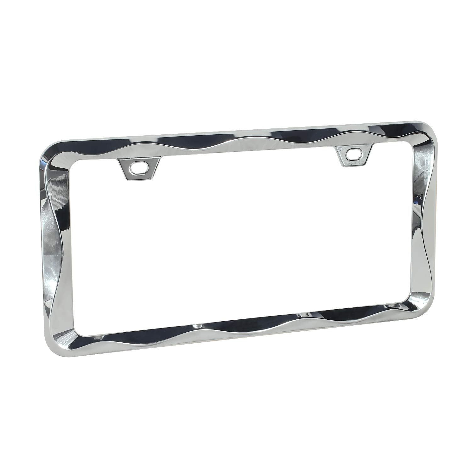 Sgooky 3D Curly Wave Pattern License Plate Holder Chrome License Plate Frame From Pure Zinc Alloy Metal Perfect Plate Holder