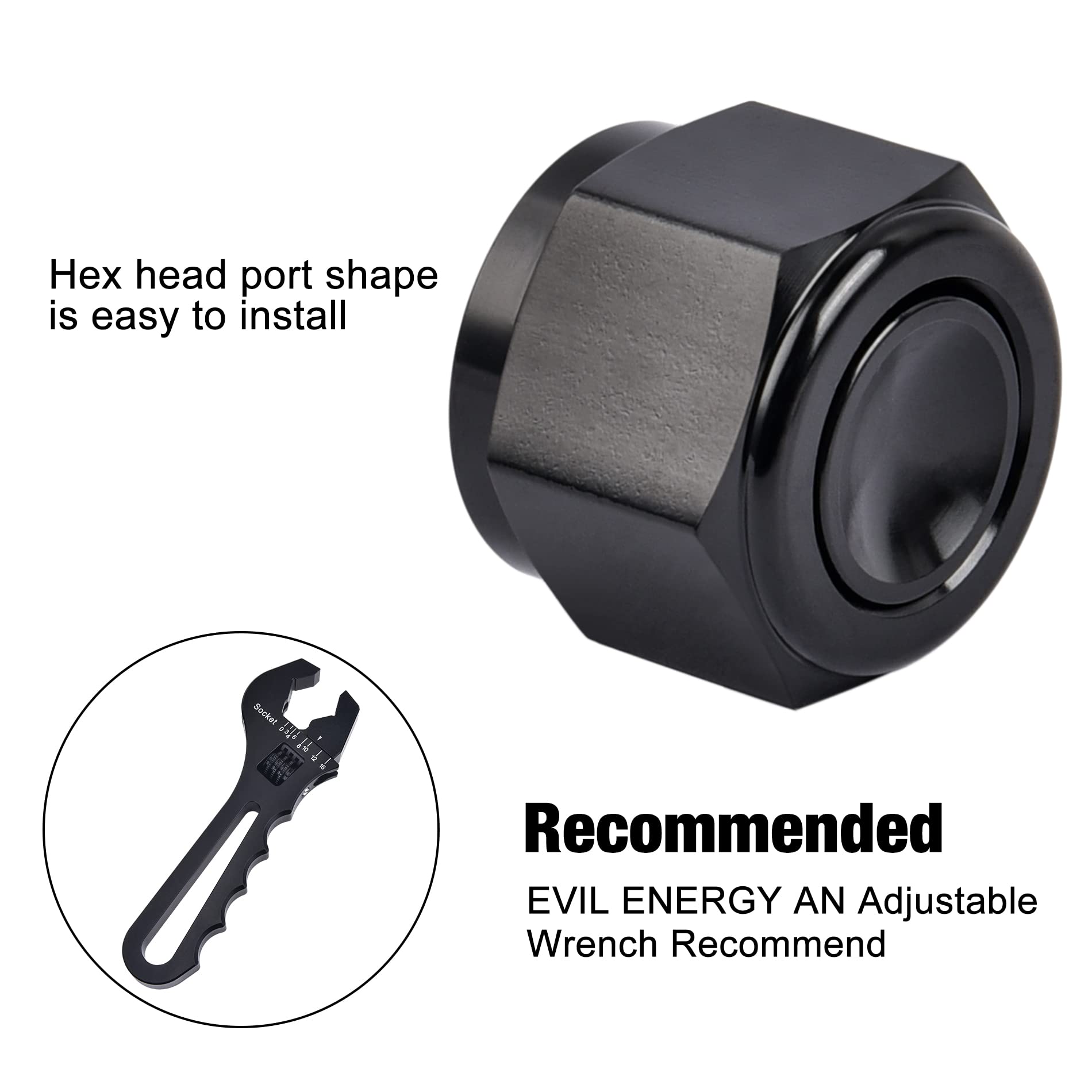 Evil Energy 12An Flare Cap Block Off Fitting Plug Black 2Pcs