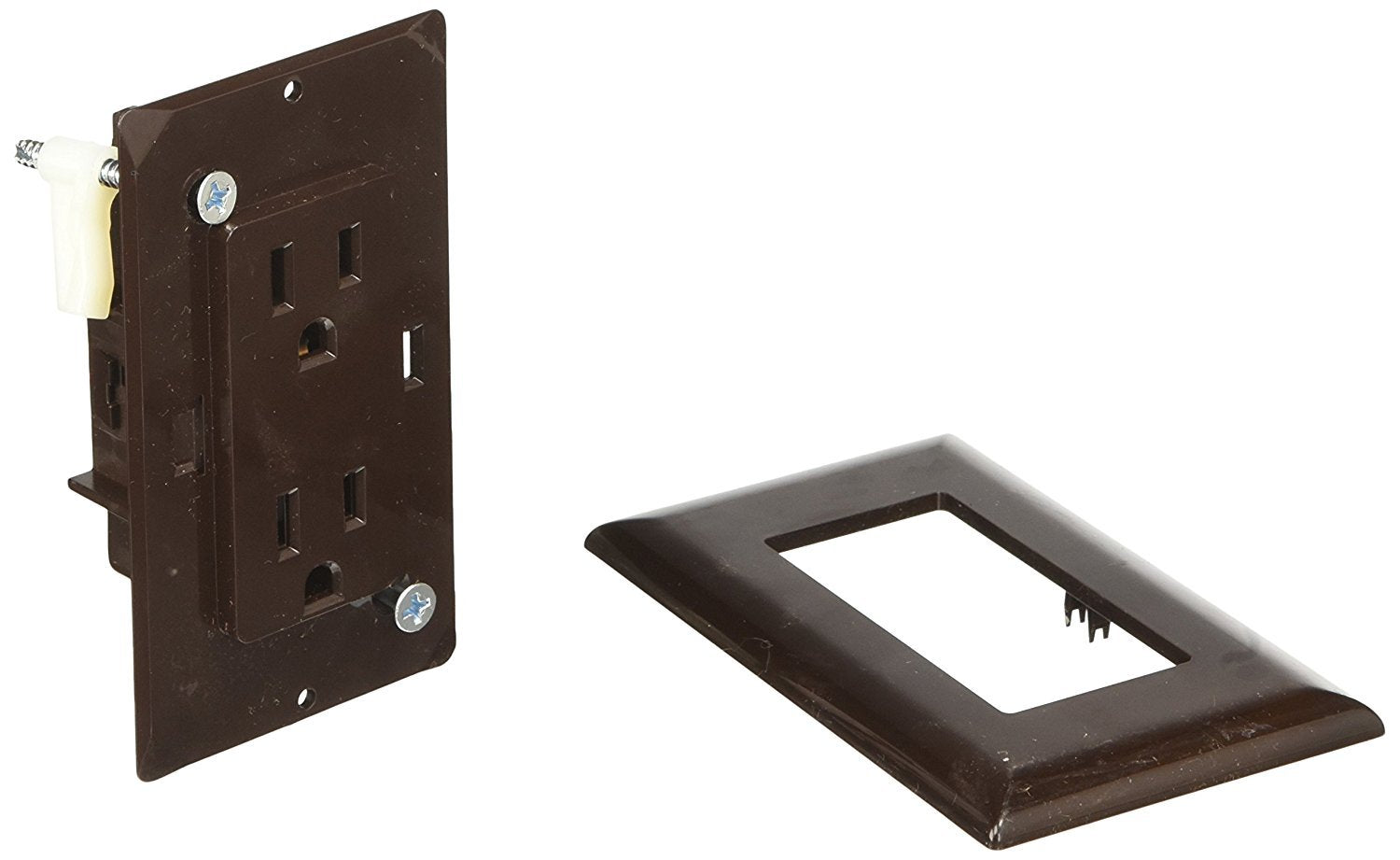 RV Designer AC Self-Contained Dual Outlet Receptacle - 15 Amp, Brown, Model S815 for RVs & Motorhomes