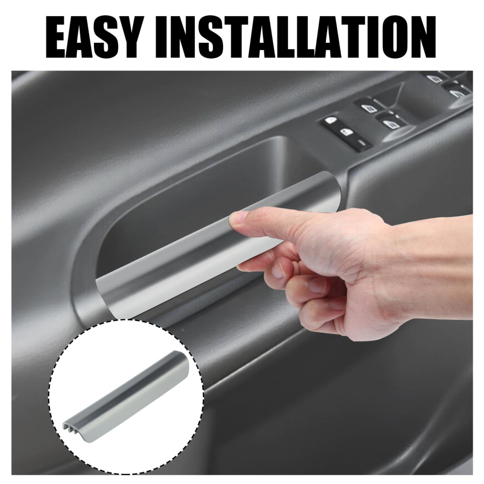 Jerbor Silver Interior Armrest Front Pull Lh Door Handle Grab Trim Fit For 2013-2019 Ford Escape Replace Cj5Z7822621Ba
