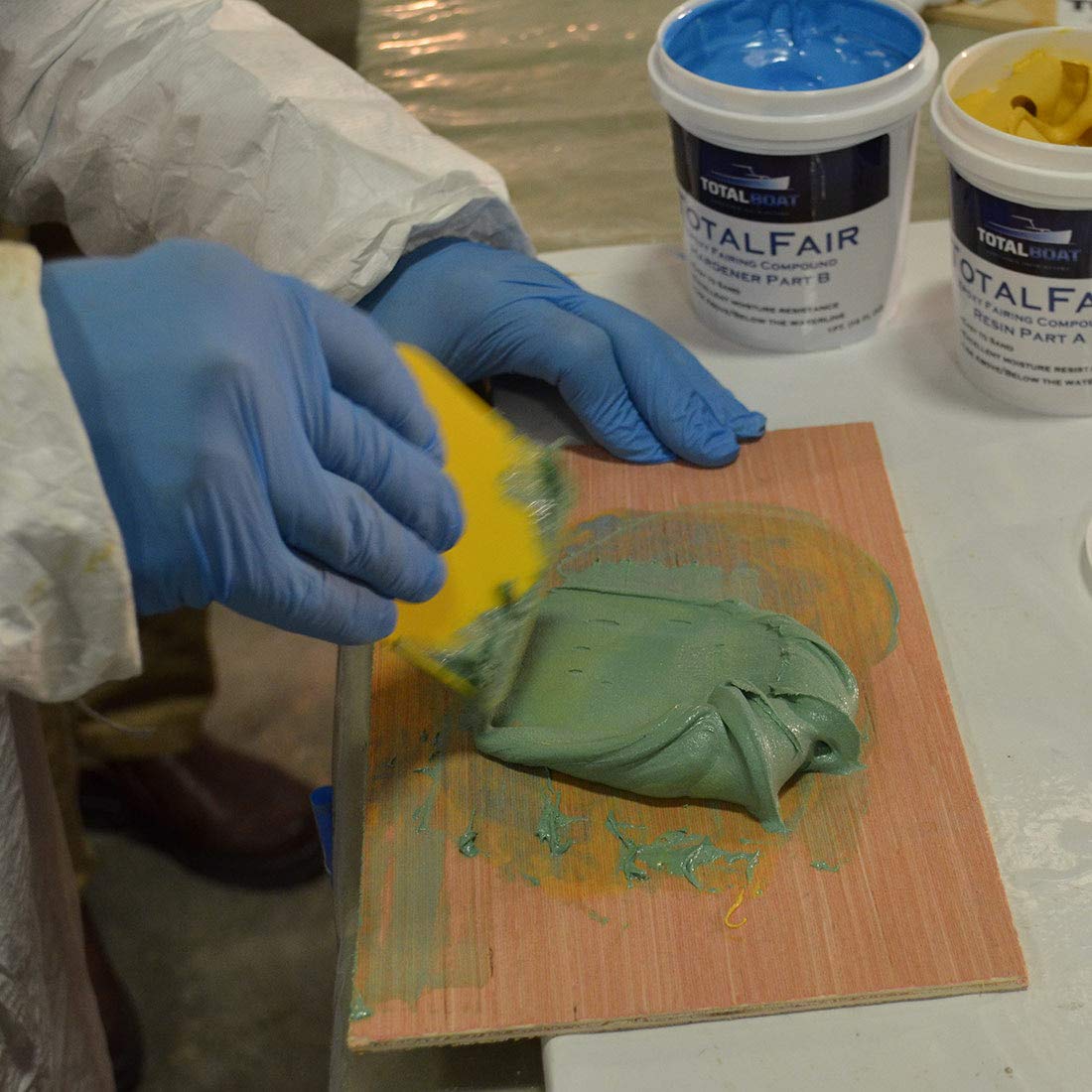 TotalBoat Marine Epoxy Fairing Compound, Gallon Kit, for Fiberglass, Wood, Aluminum & Steel, Yellow/Blue/Green