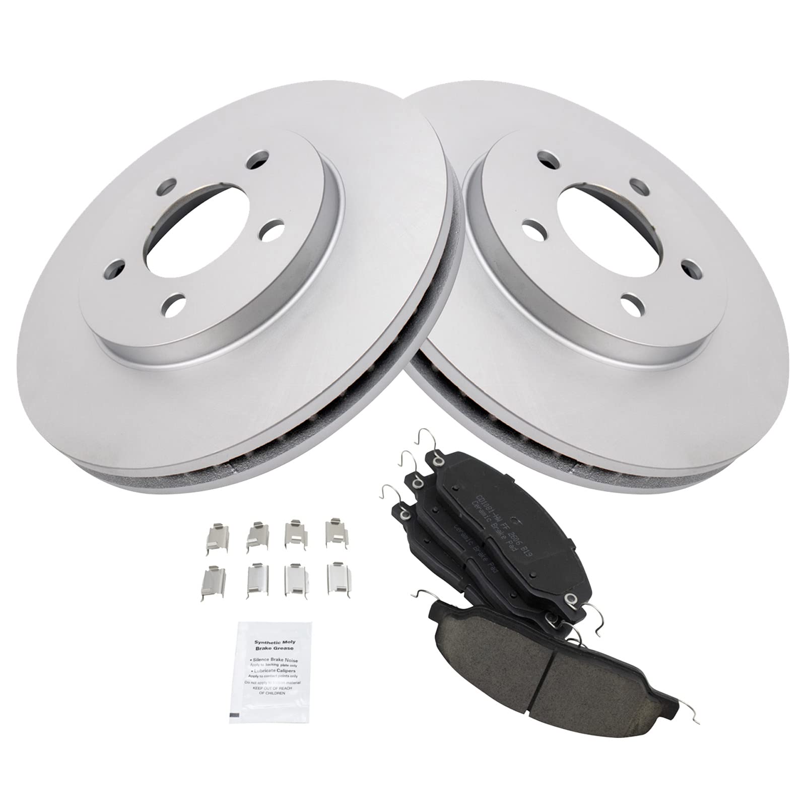 Trq Front Brake Pad & Rotor Kit Brake Pads Brake Rotor Ceramic Premium G-Coated Compatible With 2005-2010 Ford Mustang