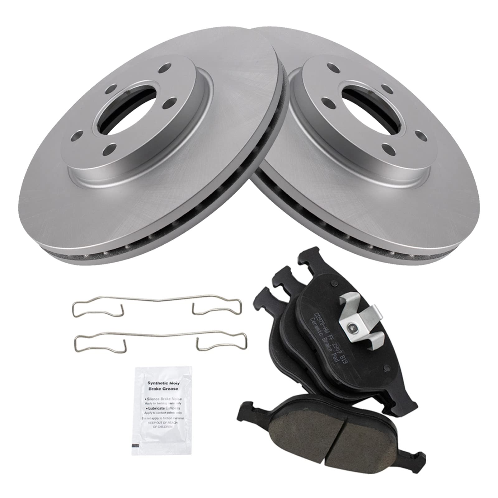 Trq Front Brake Pad & Rotor Kit Brake Pads Brake Rotor Ceramic Premium G-Coated Compatible With 2010-2013 Ford Transit Connect