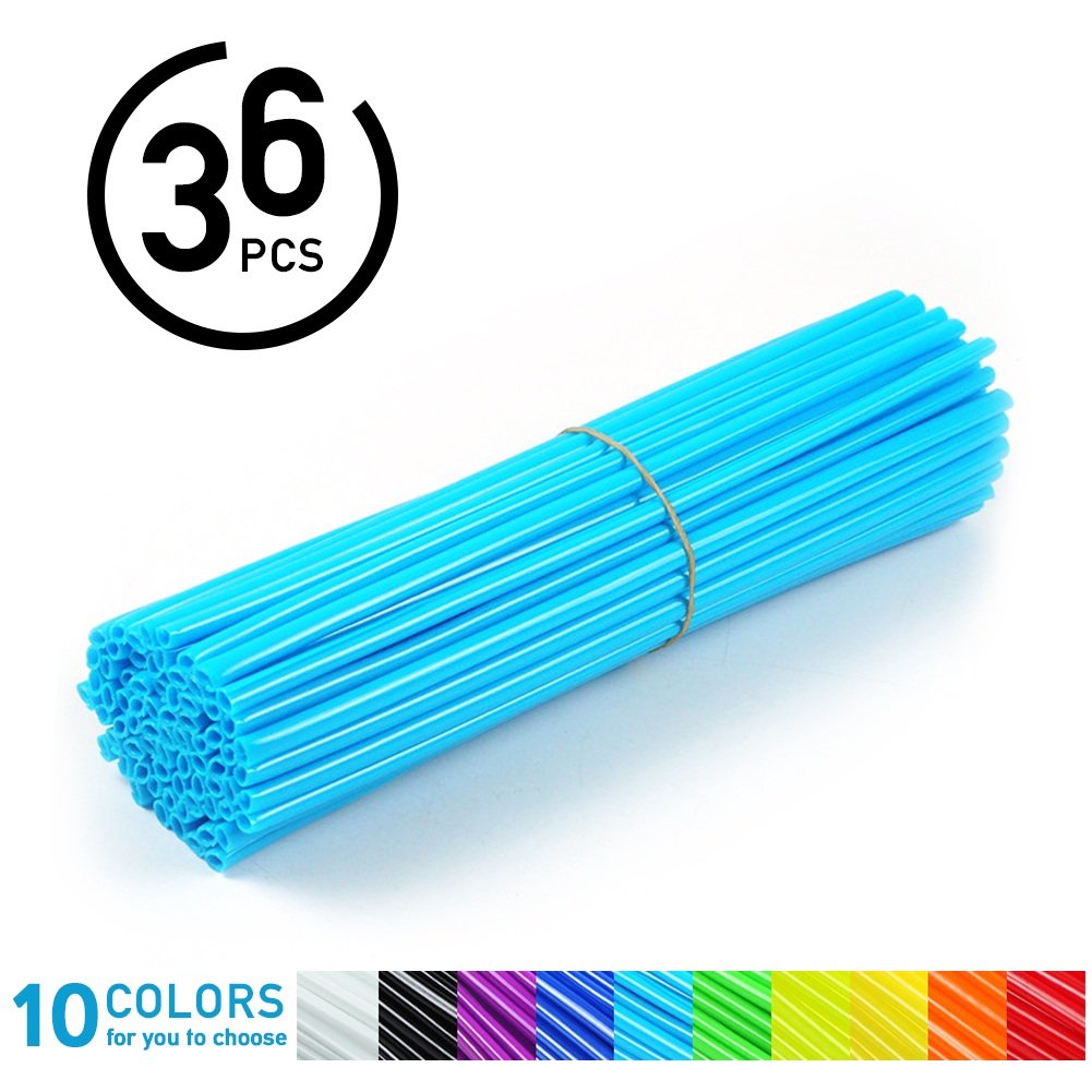 VGEBY 36Pcs Motorcycle Dirt Bike Spoke Skins, Plastic Rims Covers, Sky Blue & Pink