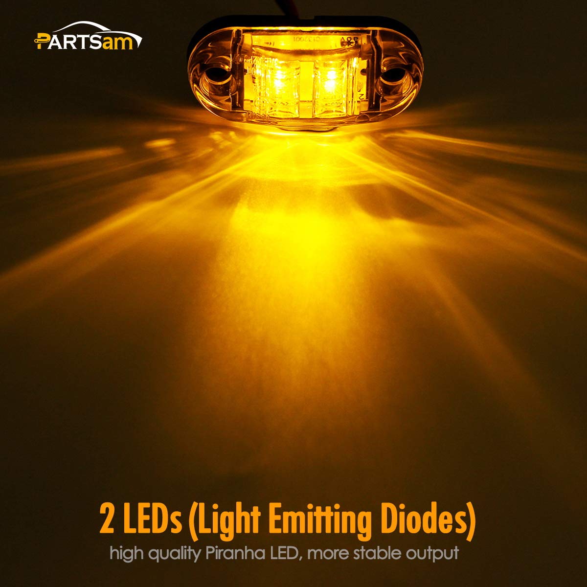 Partsam LED Trailer Lights - 2.5" Oval, Amber & Red, 4-Pack, Surface Mount, Polycarbonate, Model 5864207539