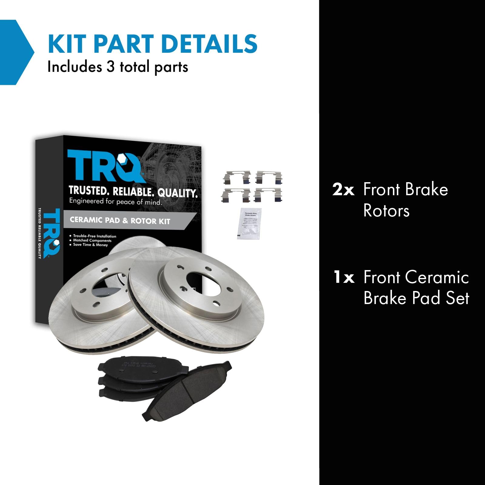Trq Front Brake Pad & Rotor Kit Brake Pads Brake Rotor Ceramic Compatible With 2004-2008 Chrysler Pacifica