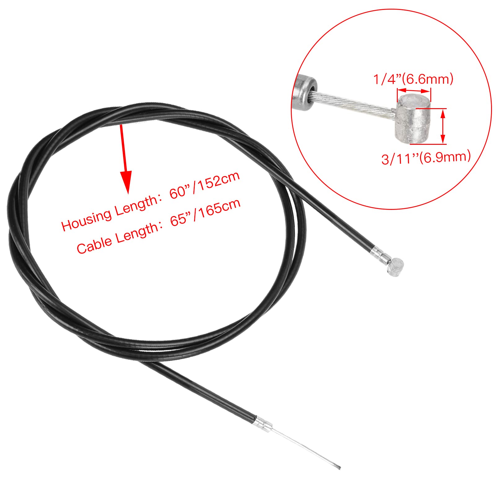 FVRITO 2-Pack 60'' Universal Throttle Cable with 1/4'' Barrel End Repalcement for Minibike Go Kart Go-Cart Mini Bike ATV Cycle P