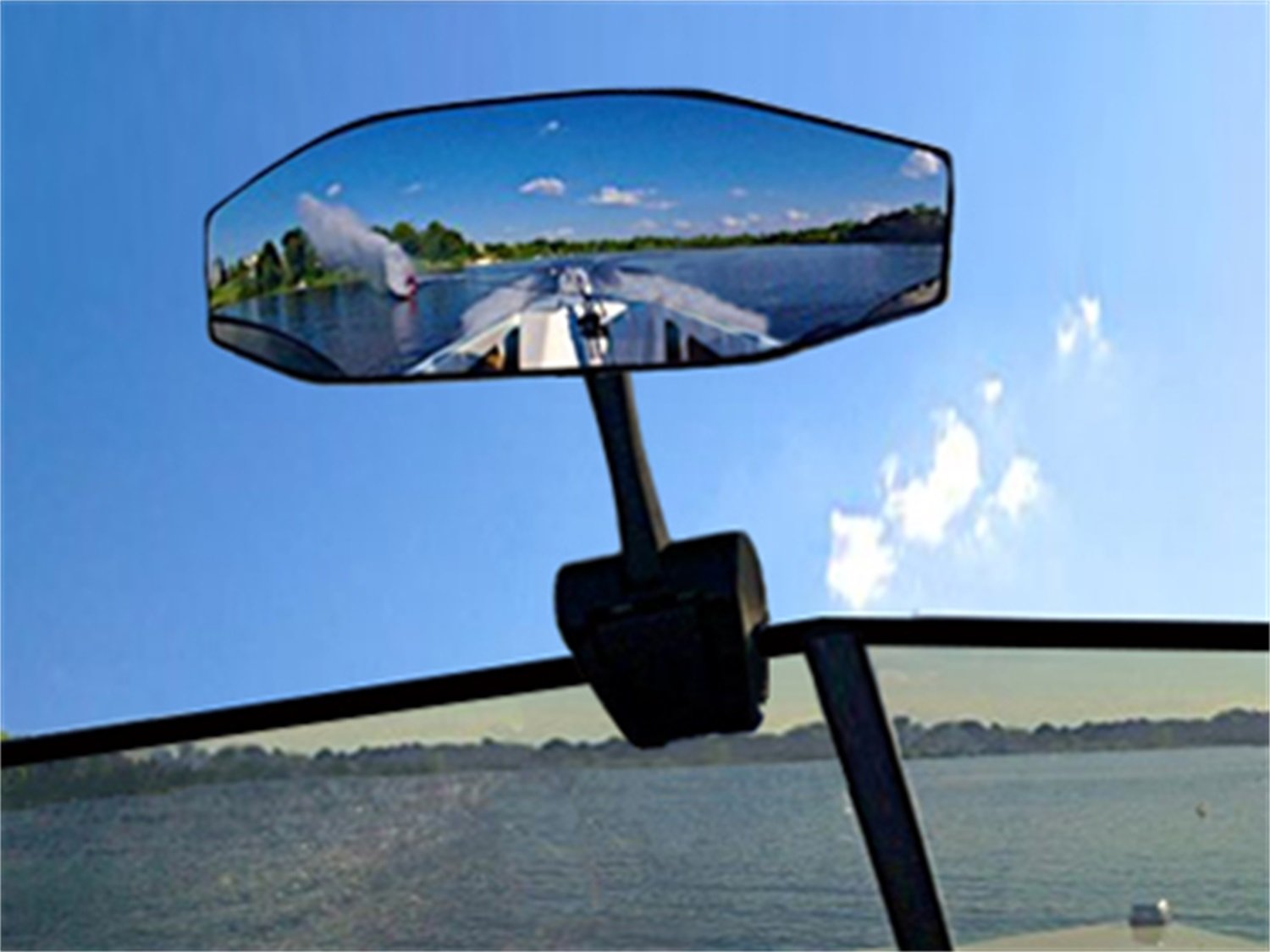 CIPA 01609 Black Vision 180 Degree Marine Mirror with Deluxe Cast Aluminum Cup Mounting Bracket
