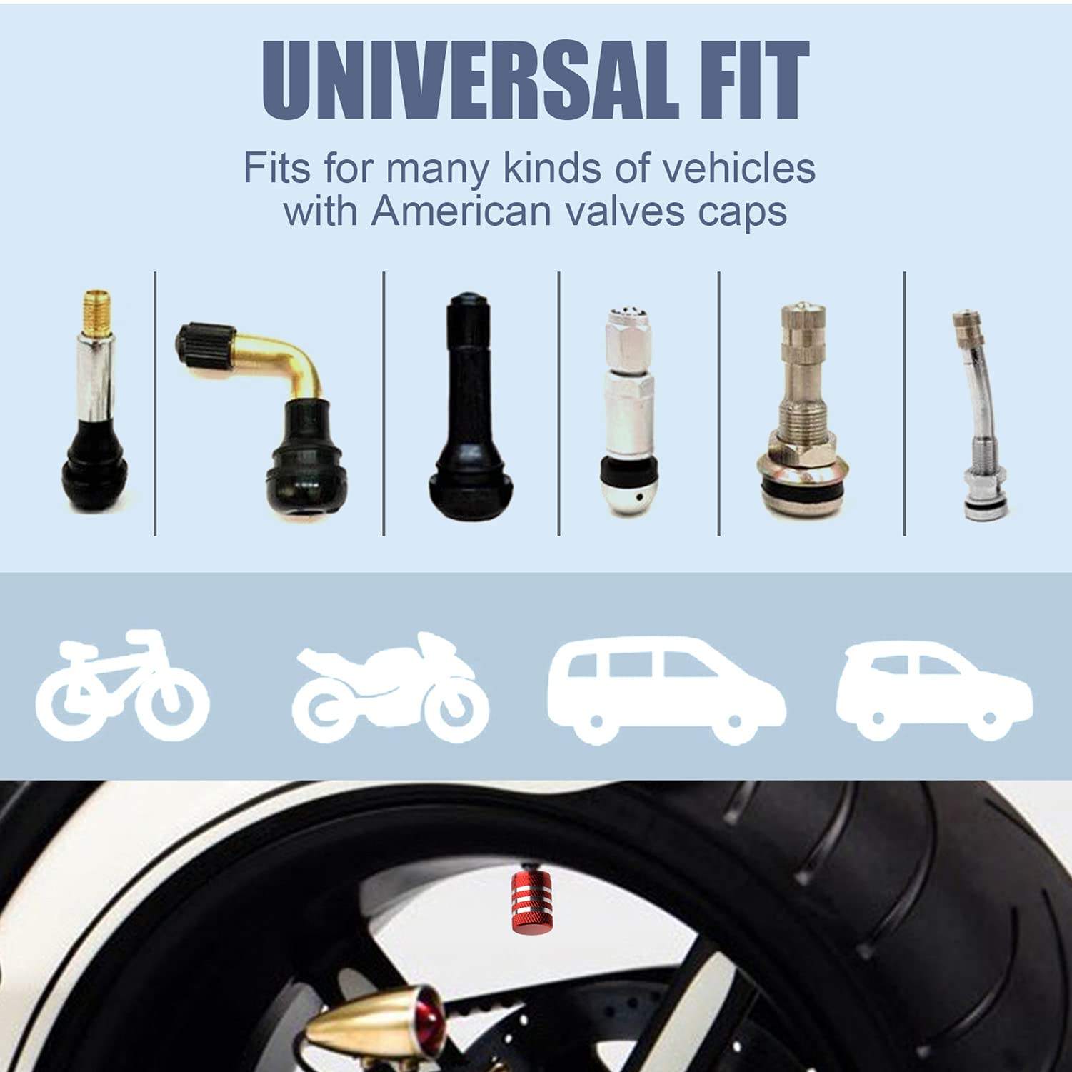 Tire Valve Stem Cap Cover - (5 Pack) Tire Air Cap Corrosion Resistant Christmas Reindeer Antler Antlers Auto Accessories Decorat