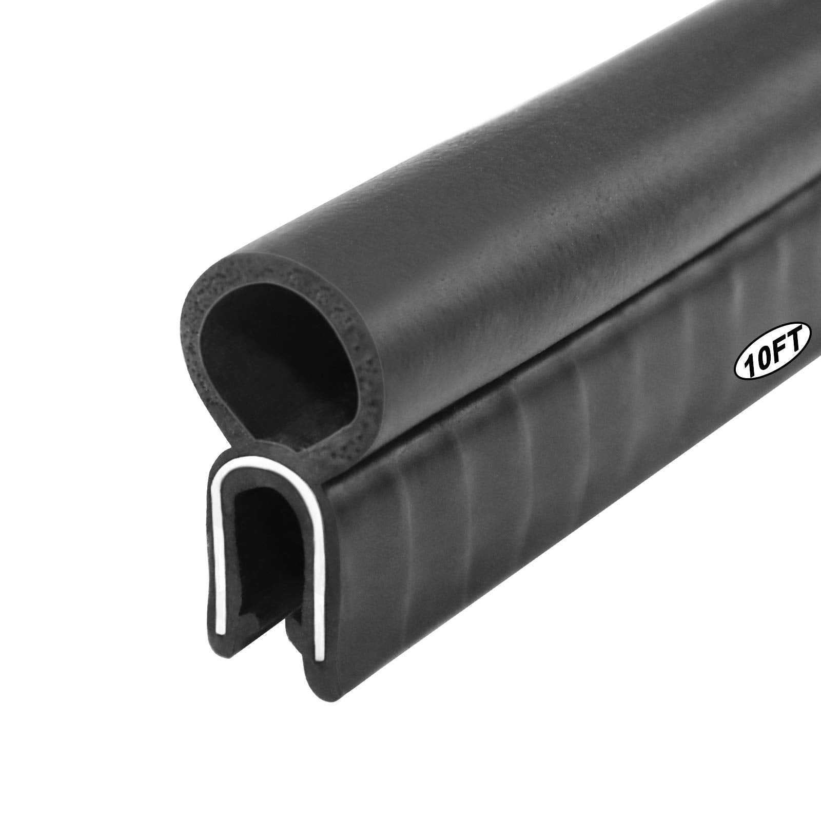 Automotive Weather Stripping, Fits 1/16'' Edge, Trim Seal with Top Bulb for Cars, Boats, RVs, Trucks, and Home Applications, Car