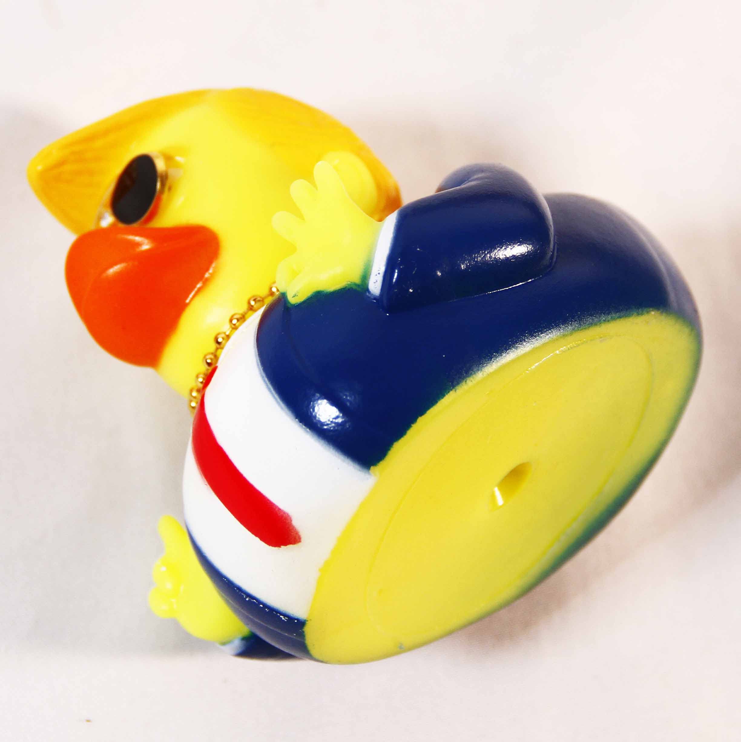 TAOHUAJIANG Rubber Duck Car Ornament - Blue Squeaky Duck with Sunglasses & Necklace, Style A, Grandma Trump Gift