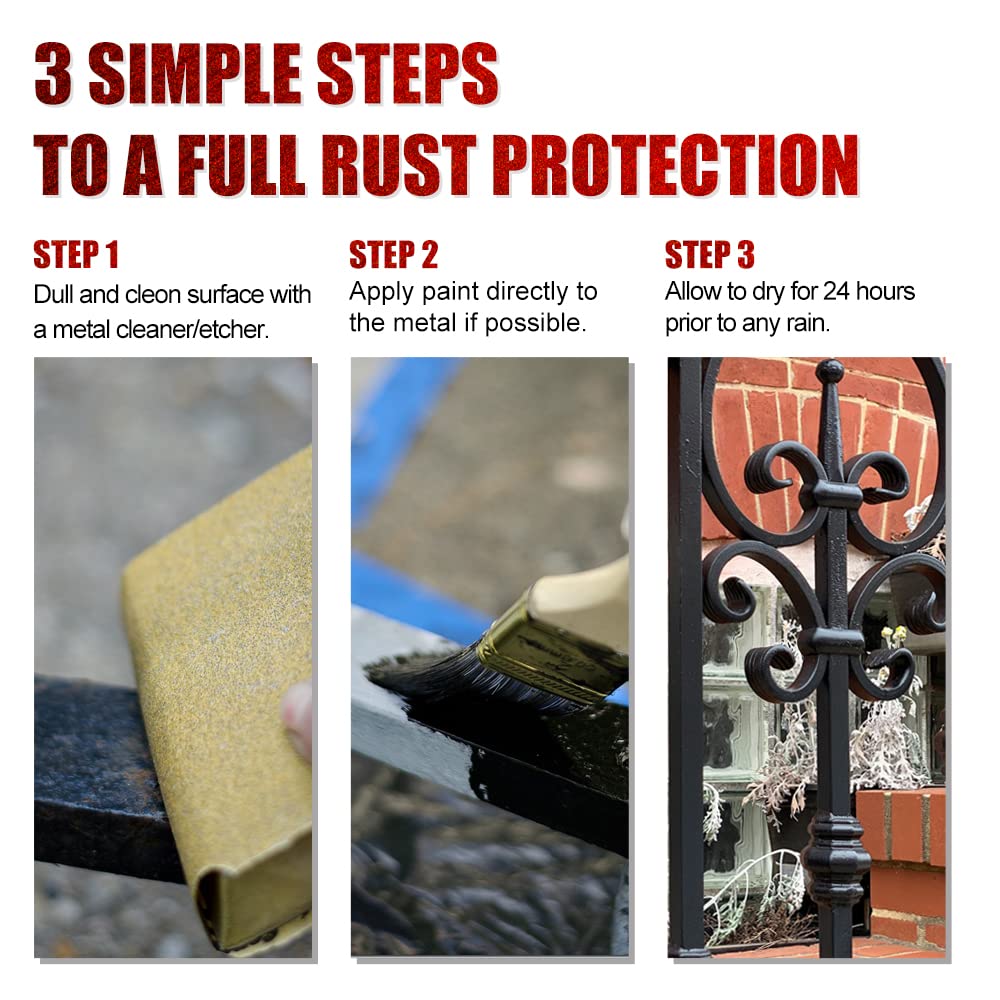 SMAPHY 2-in-1 Rust Converter & Metal Primer, 35 oz, Semi-Gloss Black, Maximum Rust Protection, Model AAZ-003