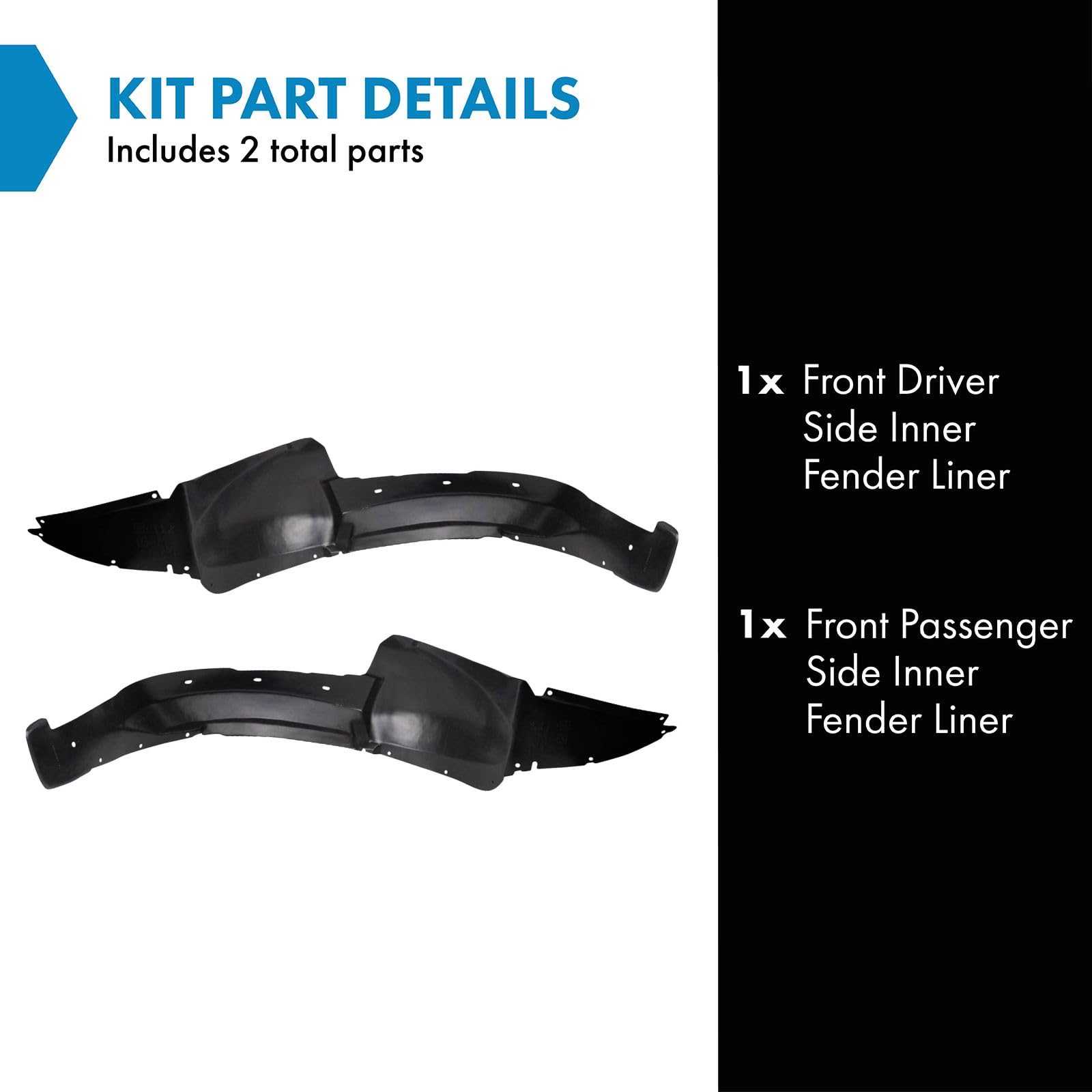 Trq Front Inner Fender Liner Set Compatible With 2005-2010 Chevrolet Cobalt 2007-2009 Pontiac G5 Gm1250120 Gm1251120