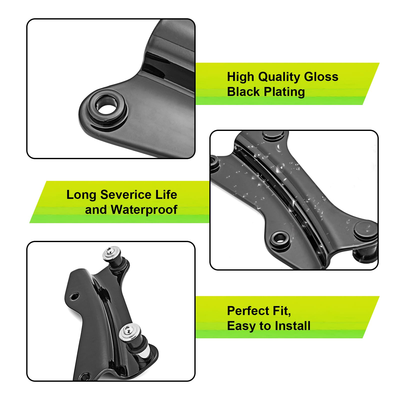 Mofun Quick Release Docking Hardware Kit for Harley Touring Models, Alloy Steel, Gloss Black, Model 601673712605