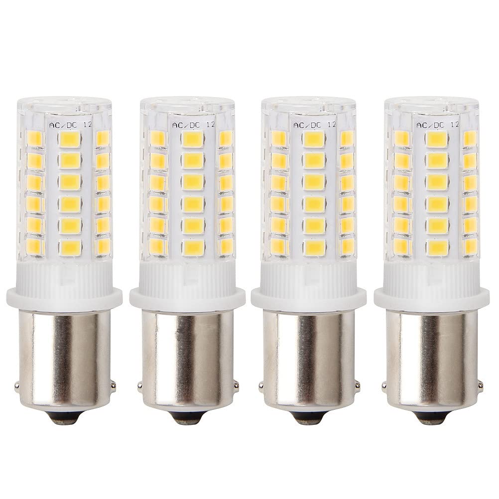 Hryspn 4Pcs Ba15S Led Bulb P21W 12V 24V, 1141 Led Bulb Bayonet Single Contact Base For Rv Camper Trailer Boat Trunk Interior Lights, Warm White 3000K