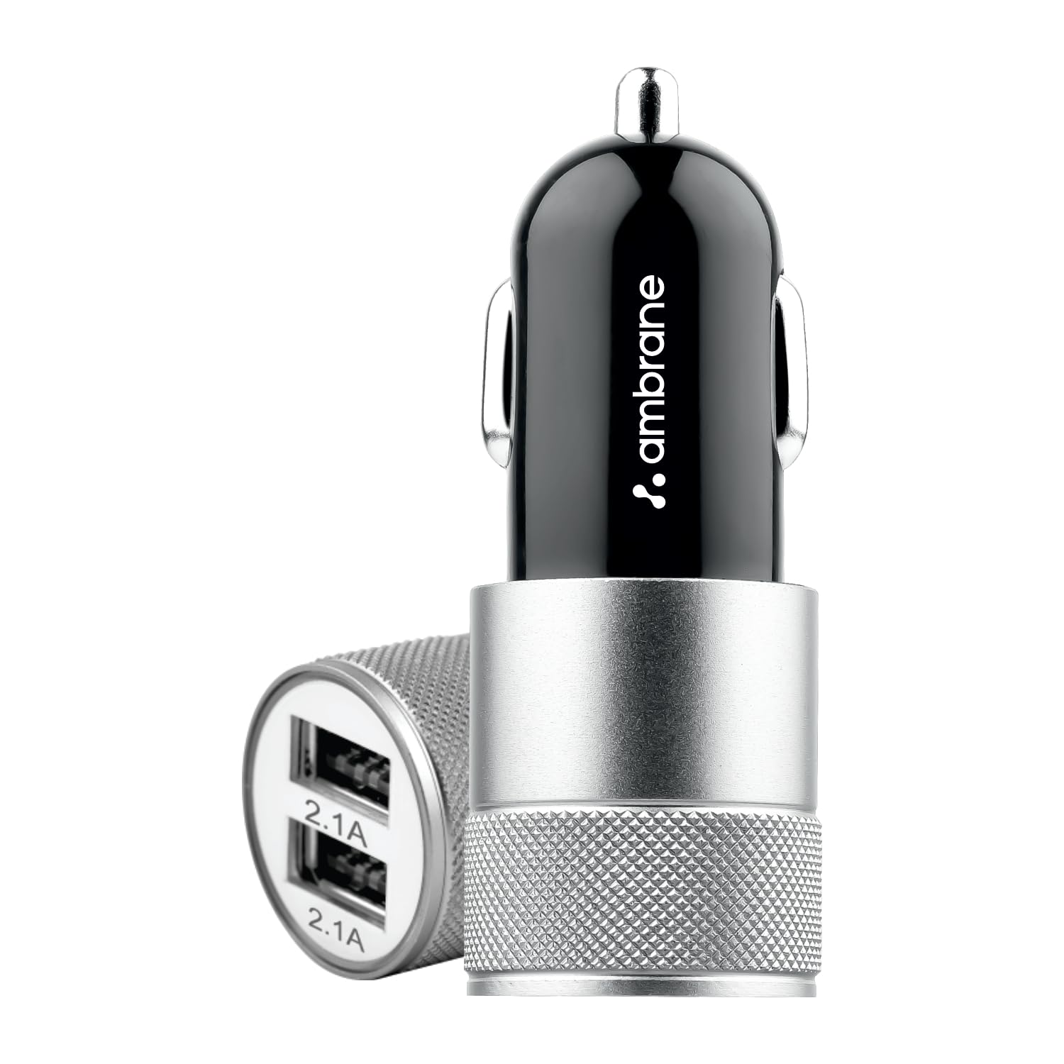 Ambrane 12W Fast Car Charger, Dual USB Output, MultiLayer Protection, Fast Charging, Compatible with All Cars, Without Cable fo