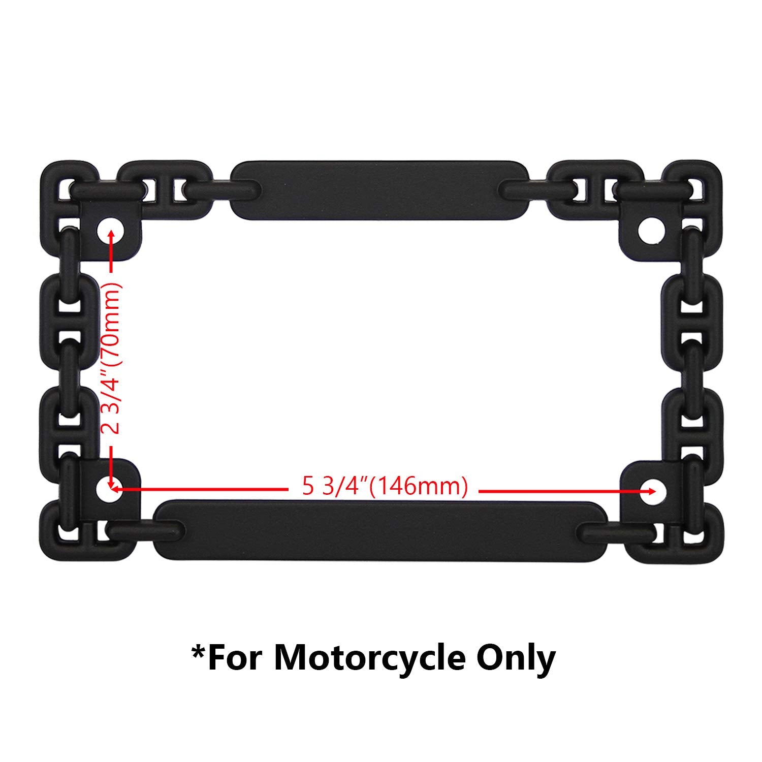 Tc Sportline Lpf252-Bk 3D Chain Style Zinc Metal Matte Black Finished Motorcycle License Plate Frame