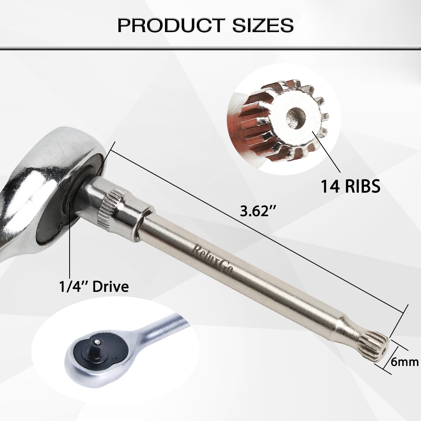ReluxGo Dual Clutch Transmission Tool for Ford DPS6/6DCT250, 1/4" Drive, Alloy Steel, Silver, Model BSJ02302