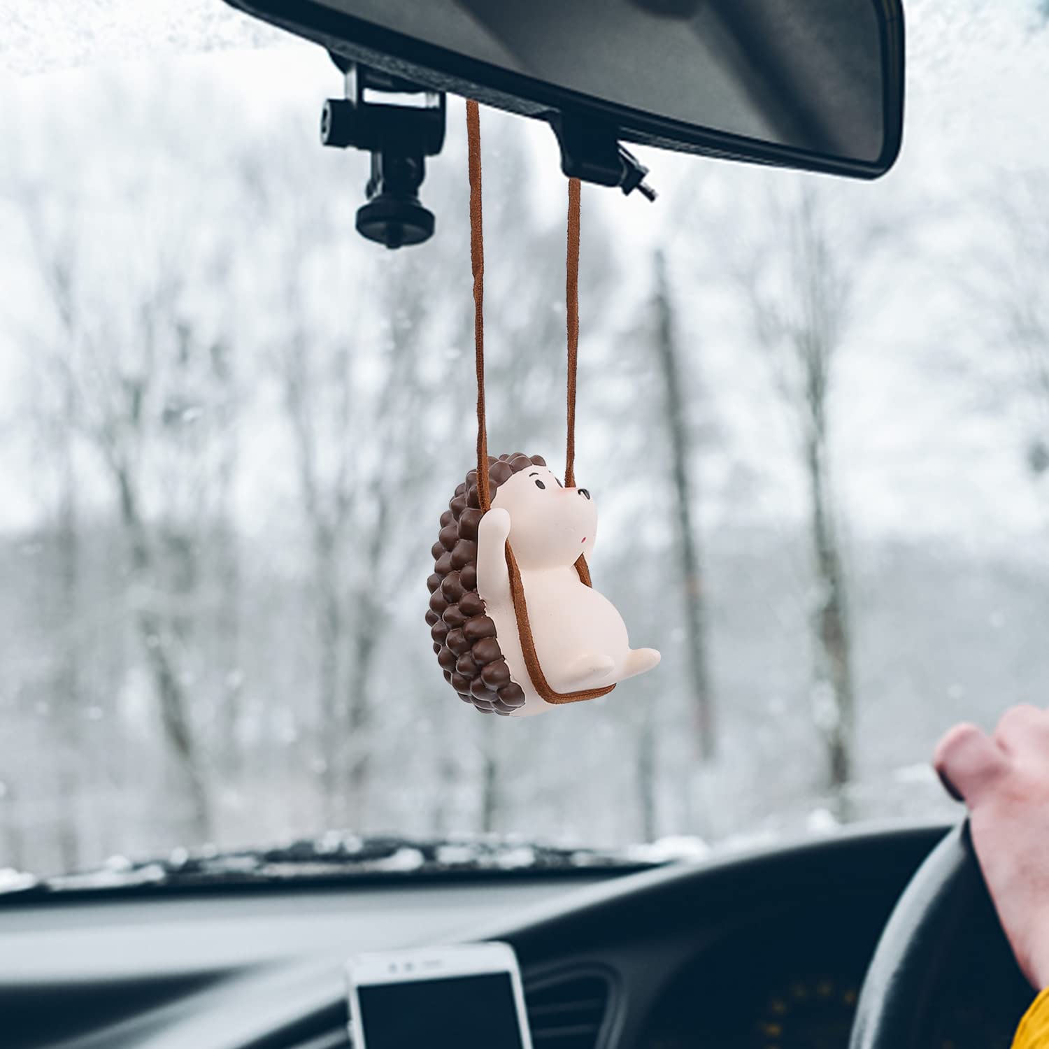 YGMONER Cute Hedgehog Car Mirror Hanging Ornament - Gypsum Plaster, New Hedgehog, Model mgygs50388