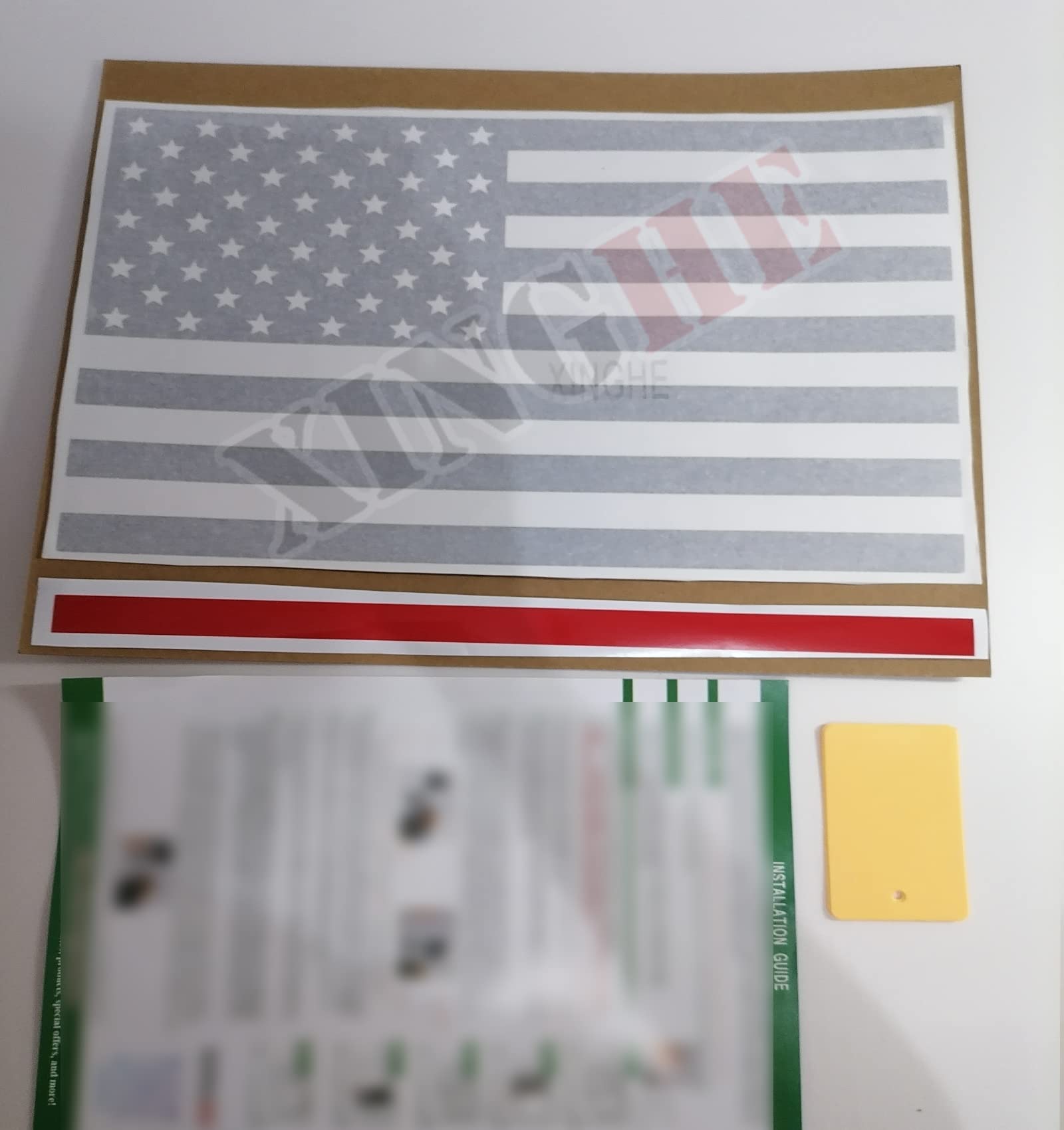 Xinghe For 2004-2018 Chevy Silverado Gmc Sierra Chevrolet Colorado, Rear Middle Window Firefighter American Flag Decals, Matte B