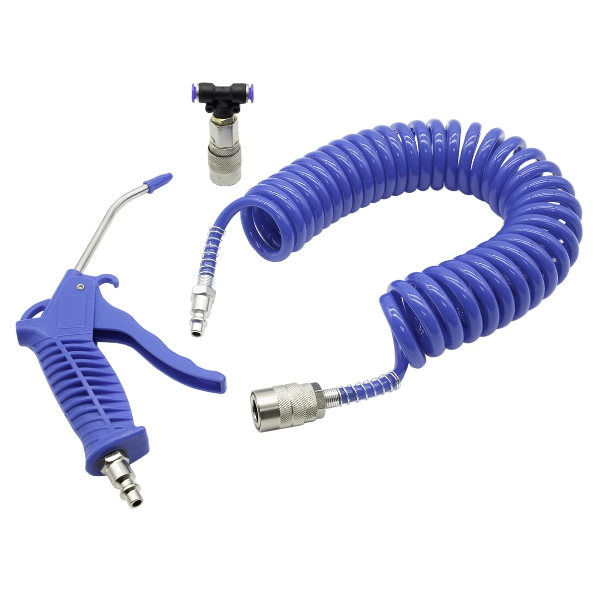 Trukr Stik Truck Air Seat Blow Gun Kit - 16 Foot Hose And 14Inch Quick Connects Blue