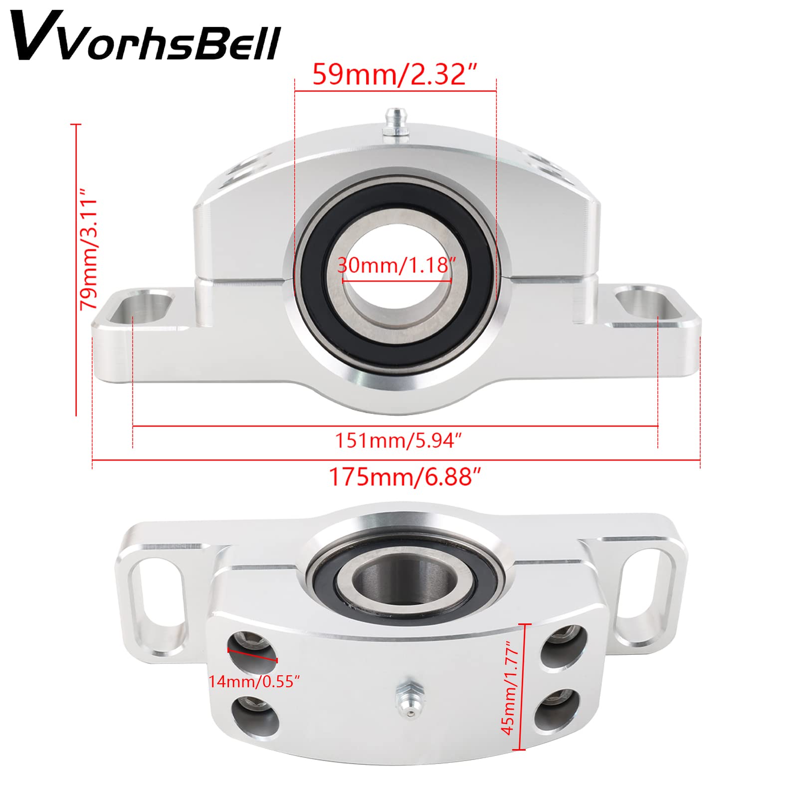 VVORHSBELL ATV Heavy Duty Billet Aluminum Carrier Bearing, Bearing Compatible with 2014-2021 Polaris Ranger 570 XP 1000 RZR XP 9
