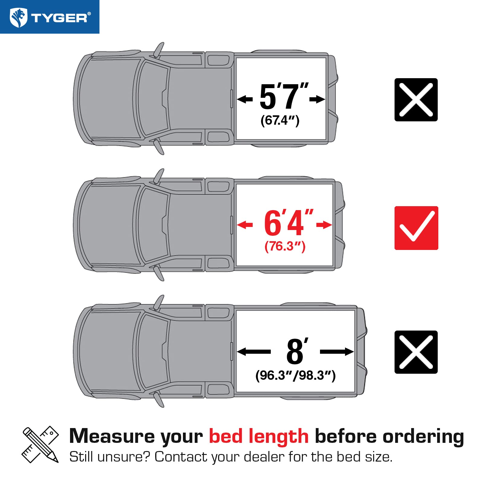 Tyger Auto T3 Soft Tri-Fold Truck Bed Tonneau Cover Compatible With 2002-2018 Dodge Ram 1500; 2003-2024 2500 3500; 2019-2024 Cla