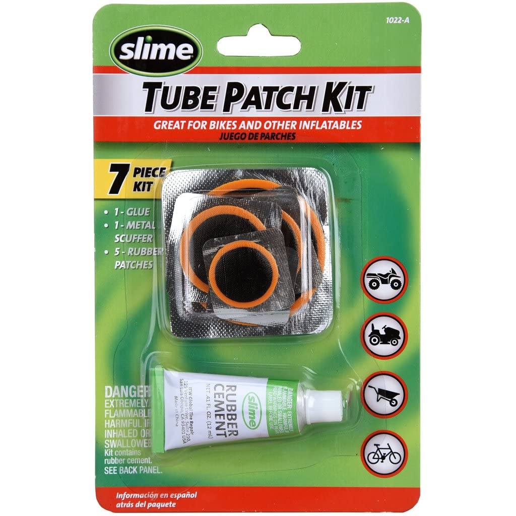 Slime 1022A Tube Rubber Patch Kit, for Bikes and other Inflatables, contains, 5 Patches, Scuffer and Glue