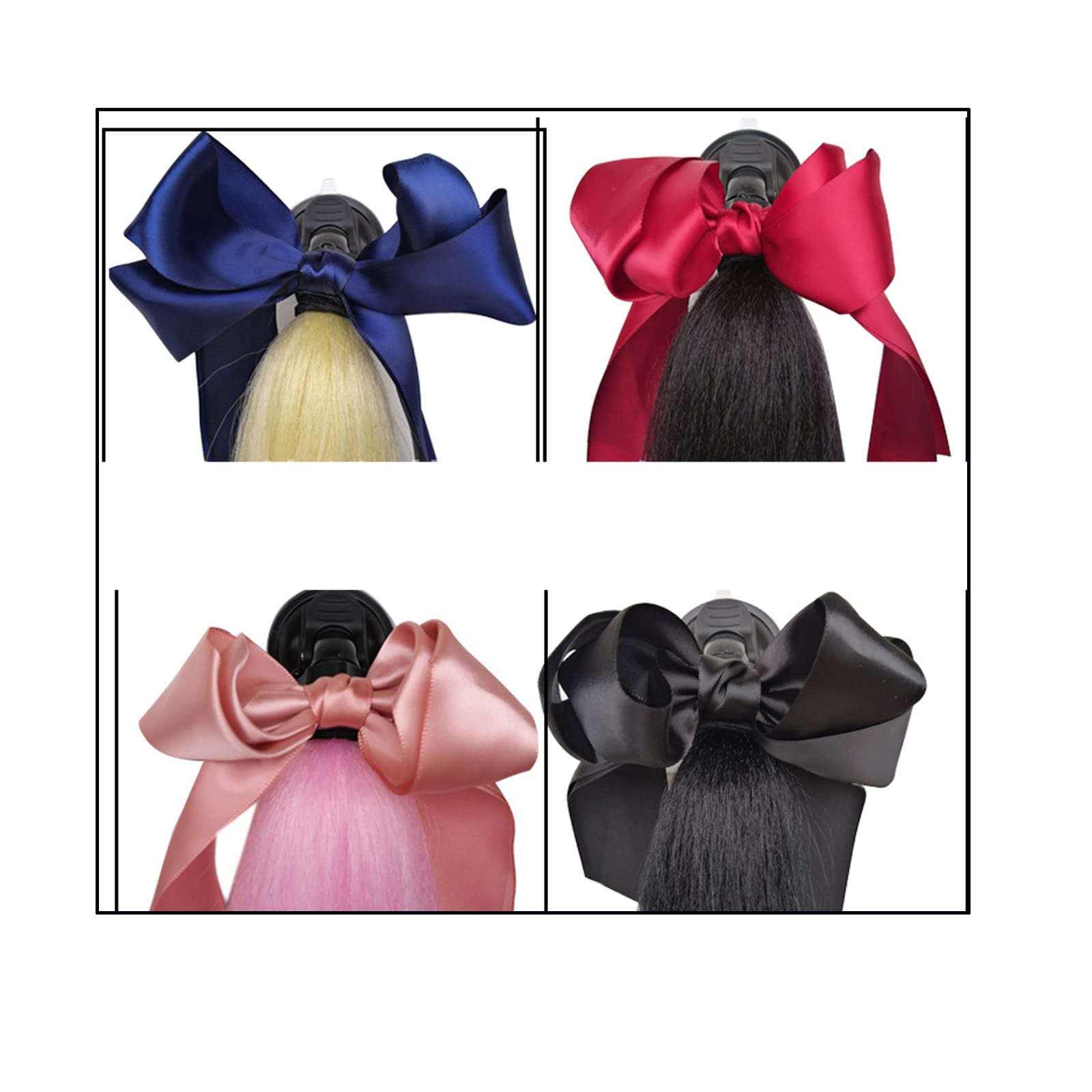 HHongJM Helmet Pigtail Braids - 2PCS Reusable Suction Cup Design, Black-Red, for Any Motorcycle/Bicycle Helmet