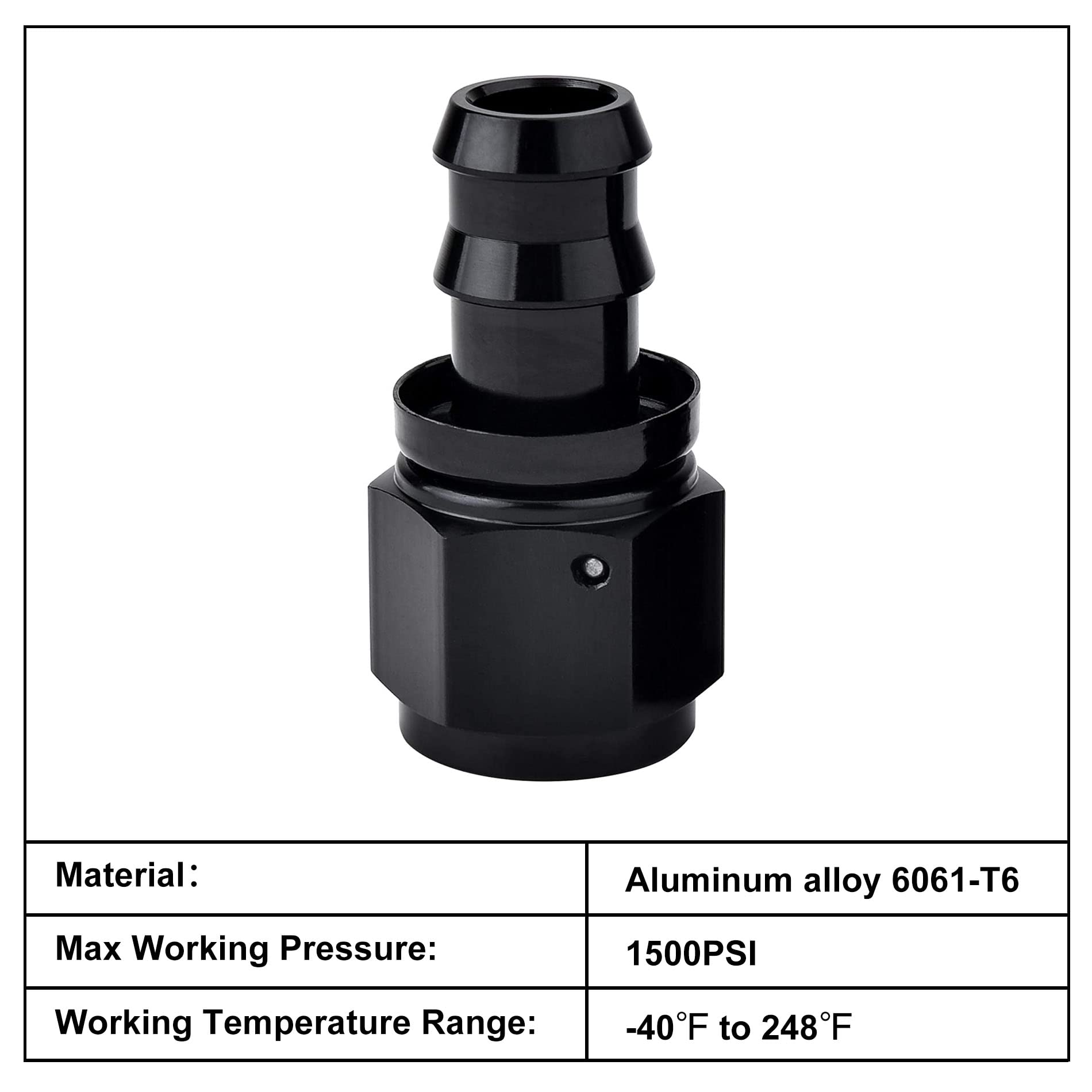 Evil Energy 12An Straight Push Lock Hose Fitting End Black 2Pcs