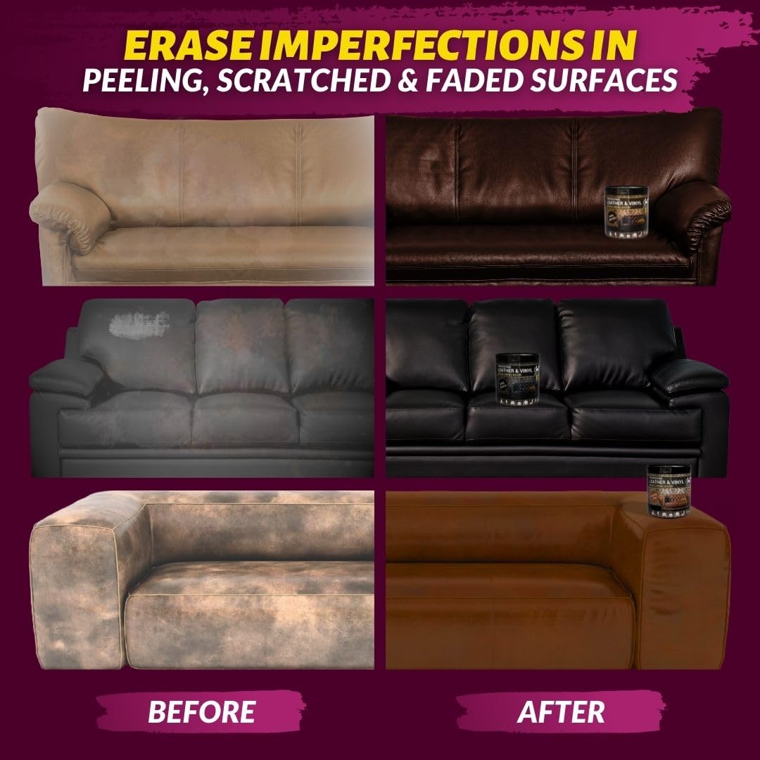 COCONIX Leather & Vinyl Recoloring Balm - Restore Faded Leather, Cognac Tan, Model LRB2CT