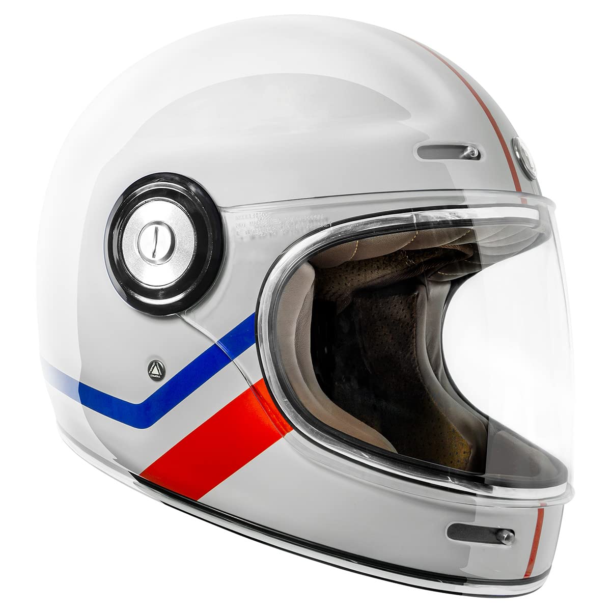 Torc T1 Unisex-Adult Retro Full Face Motorcycle Helmets, Gloss White Allegiance, X-Small