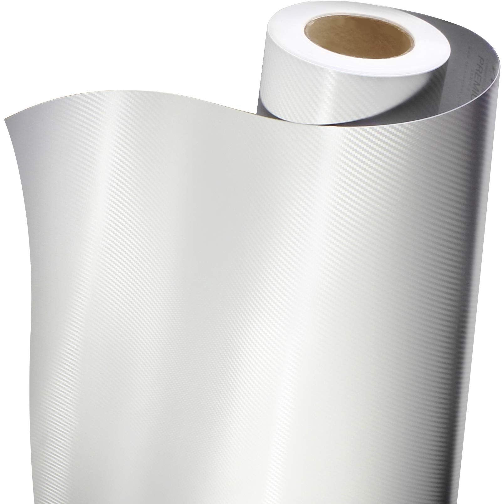 Vvivid+ Premium Carbon Fiber Vinyl Wrap Film (White, 100Ft X 5Ft)