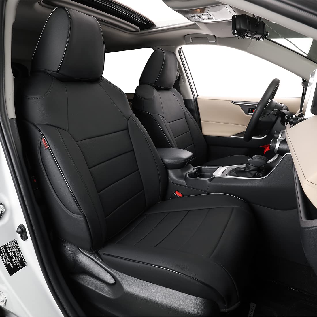 Ekr Custom Fit Corolla Car Seat Covers For Select 2023 2024 2025 Toyota Corolla Hybird Le - Full Set,Leather (Black)