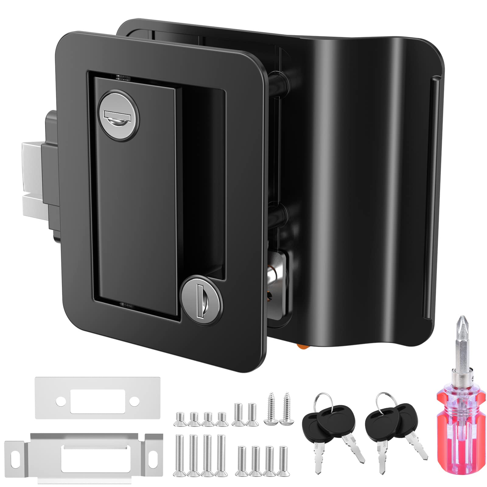 Ristow Rv Entry Door Lock Rl001 With Touch-Activated Paddle Deadbolt, Black, Key Lock For Camper, Travel Trailer, Cargo Hauler D