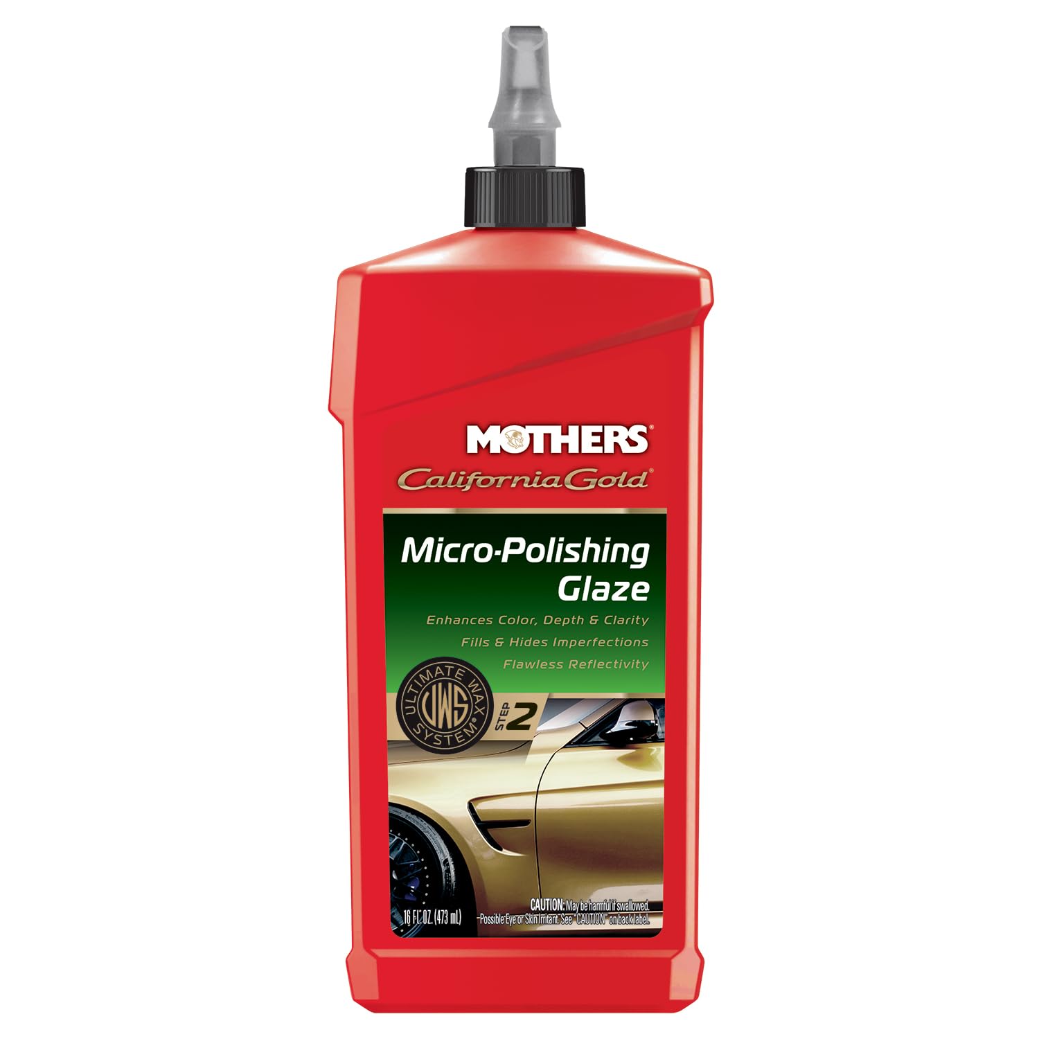 Mothers 08100 California Gold Micro-Polishing Glaze - 16 oz. - Aluminum Oxide, Red - Ultimate Wax System, Step 2