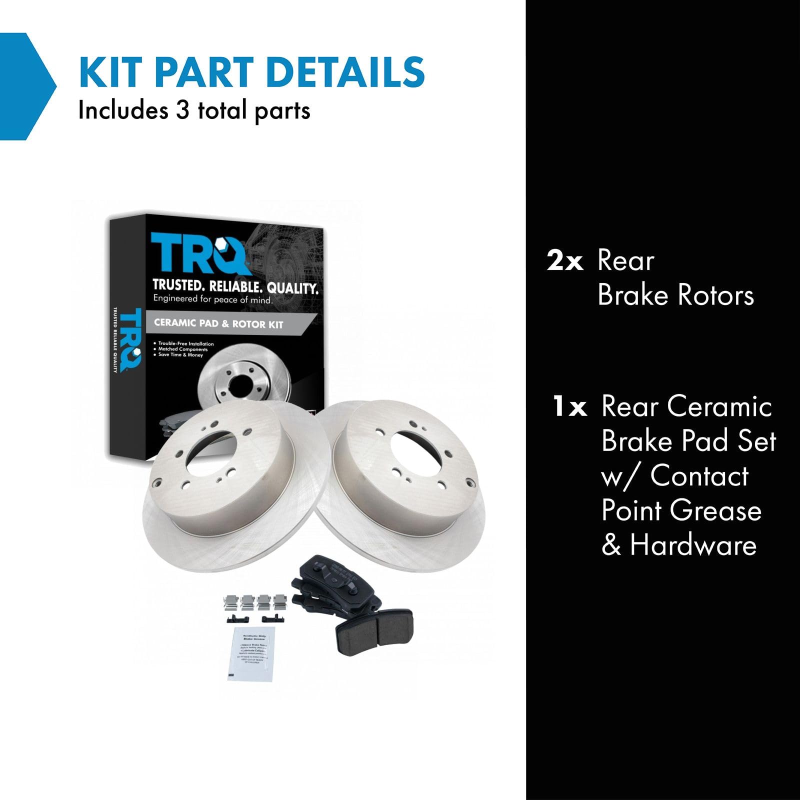TRQ Rear Brake Pad & Rotor Kit Brake Pads Brake Rotor Ceramic Solid Compatible with 2009-2015 Mitsubishi Lancer 2008-2013 Outlan