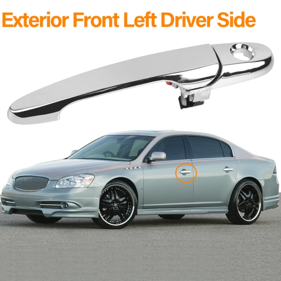 Npauto Exterior Front Driver Side Door Handle Left Fit For Buick Lacrosse Lucerne, Chevy Cobalt Impala, Pontiac G5 2005 2006 2007 2008 2009 2010 2011, Chrome, 80532