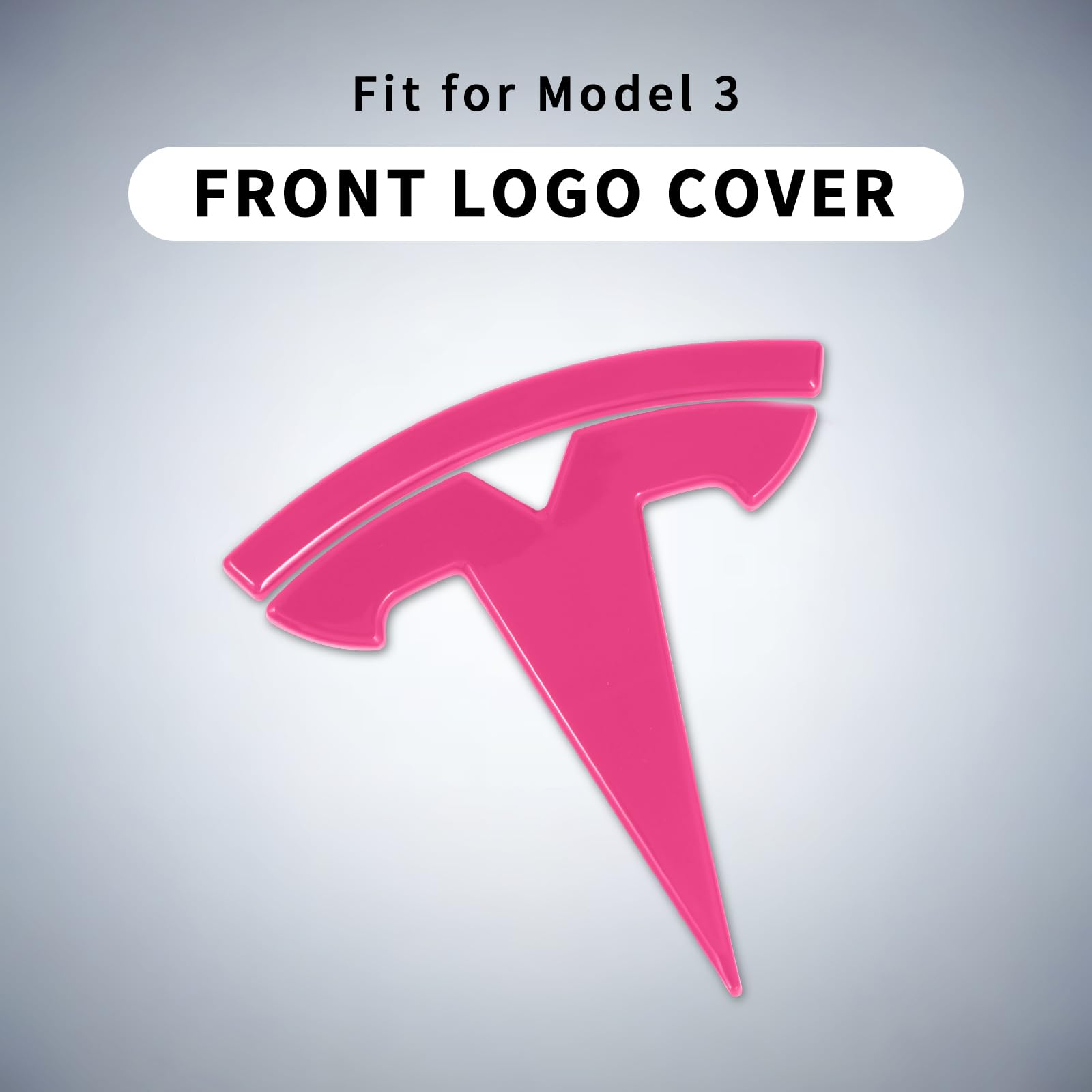 Nanaholy Model 3 Emblem Cover Compatible With Tesla Model 3 Accessories 2023 2022 2021-2017 Logo Sticker(Rosered-3Pcs)