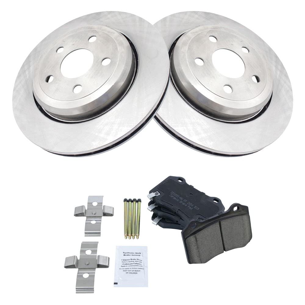 TRQ Rear Brake Pad & Rotor Kit Brake Pads Brake Rotor Ceramic Vented Compatible with 2018-2019 Dodge Durango 2012-2019 Jeep Gran