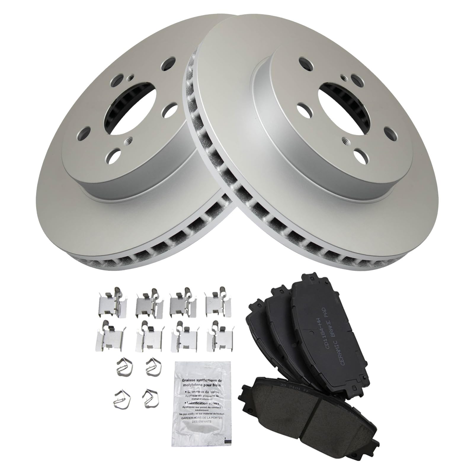 Trq Front Brake Pad & Rotor Kit Brake Pads Brake Rotor Ceramic Premium G-Coated Compatible With 2020-2021 Toyota Corolla 2016-20