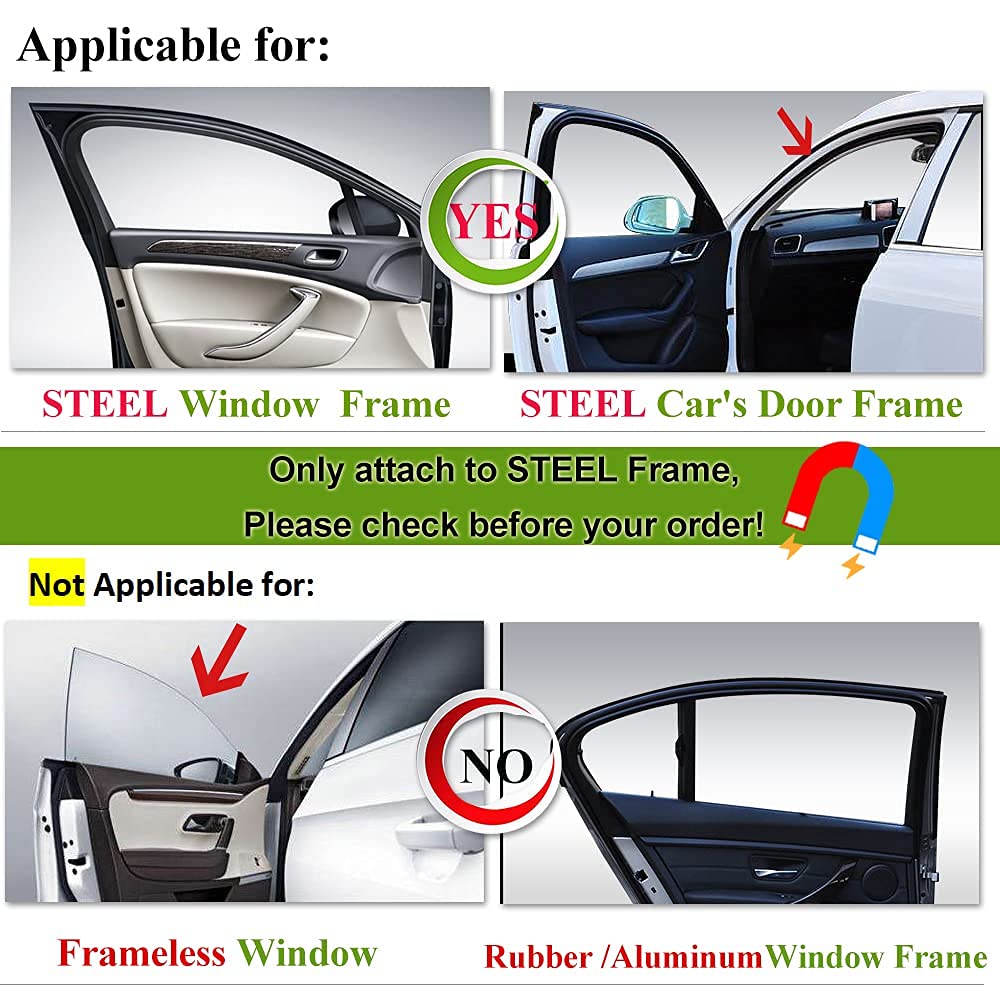 Ovege Car Window Shade -Car Side Window Sun Shade Car Curtain Pleated Silky Uv Protection Privacy Baby Suction Magnetic (Black-Opaque, Front&Back 4Pcs)