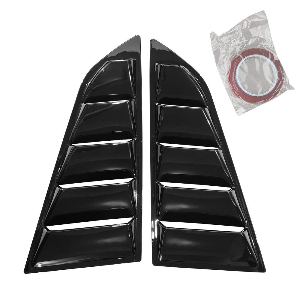 Ikon Motorsports, Window Louvers Compatible With 2014-2019 Chevy Corvette C7, Classic Style Gloss Black Left Right Sides Window Vents Sun Shade Guards, 2015 2016 2017 2018