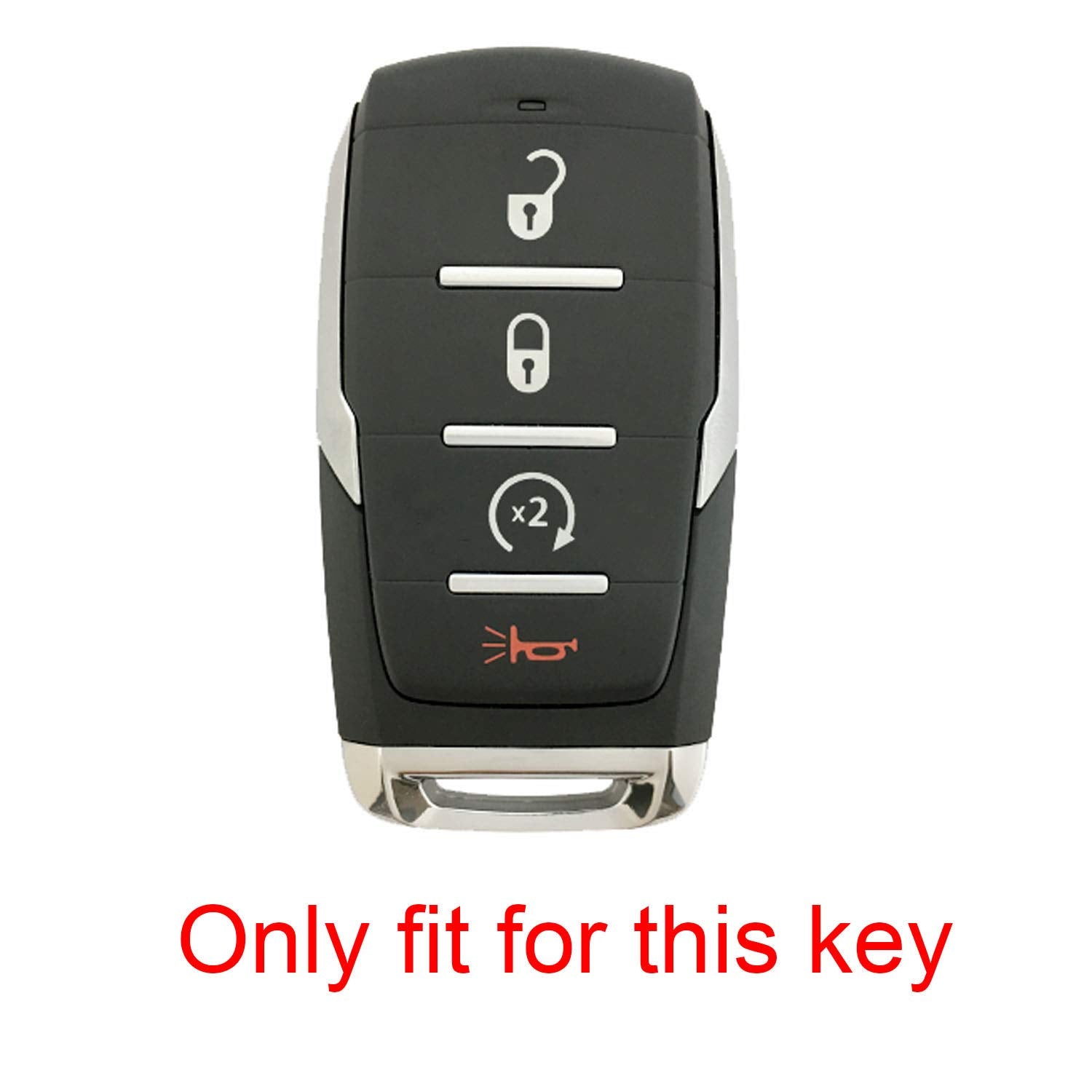 Btopars 2Pcs 4 Buttons Silicone Rubber Remote Smart Key Fob Case Cover Keyless Protector Holder Compatible With Dodge Ram 1500 2